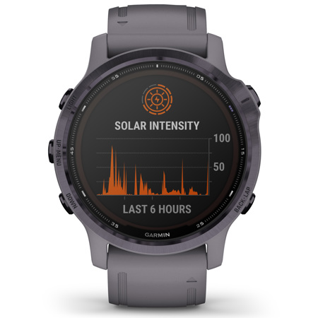 Garmin fenix 6S Pro Solar GPS Smartwatch, Amethyst Steel with Shale Gray Band