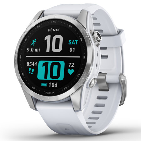 Garmin fenix 7S 42mm Multisport GPS Smartwatch, Silver with Whitestone Band