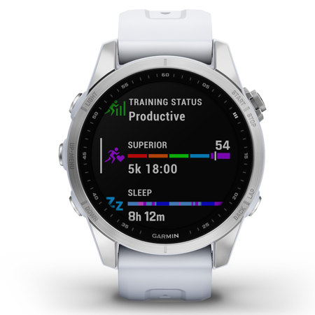 Garmin fenix 7S 42mm Multisport GPS Smartwatch, Silver with Whitestone Band
