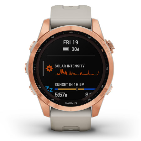 Garmin fenix 7S Solar 42mm Multisport GPS Smartwatch, Rose Gold/Light Sand Band