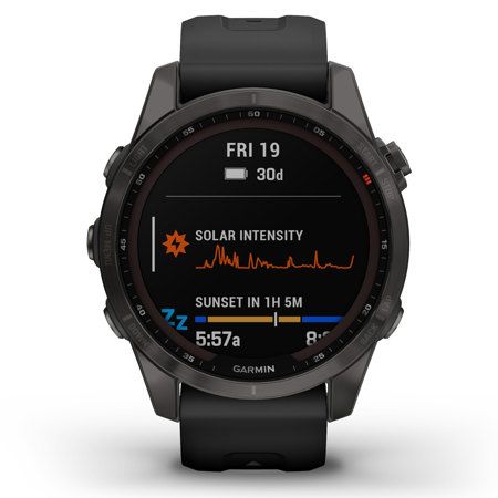 Garmin fenix 7S Sapphire Solar 42mm GPS Smartwatch, Carbon Gray DLC TT/Black