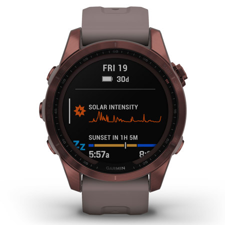 Garmin fenix 7S Sapphire Solar 42mm GPS Smartwatch, Dark Bronze TT/Shale Gray