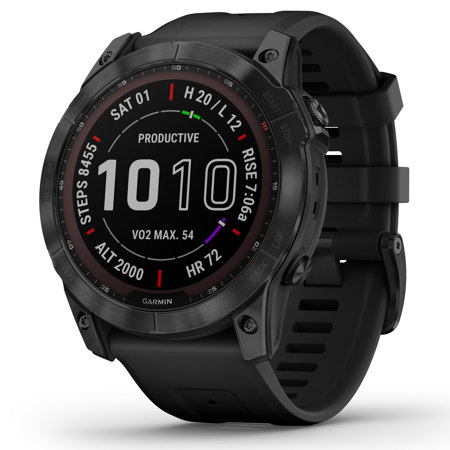 Garmin fenix 7X Sapphire Solar 51mm GPS Smartwatch, Black DLC Titanium/Black
