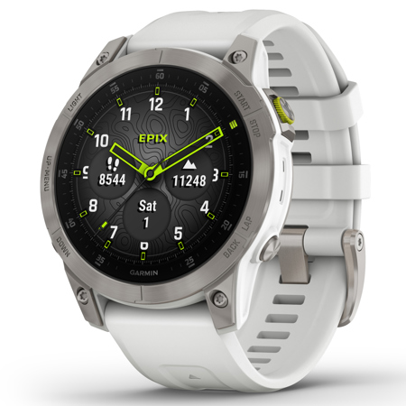 Garmin Epix Gen 2 Sapphire 47mm GPS Smartwatch, White Titanium 010-02582-20