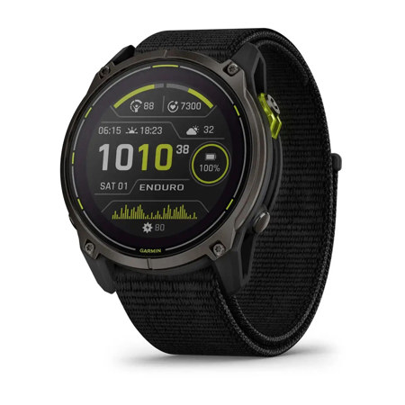 Garmin Enduro 3 Solar Sapphire 51mm GPS Smartwatch, Carbon Gray DLC Titanium with Black Ultrafit Nylon Strap