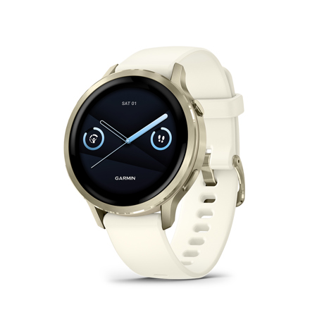 Garmin Venu 4 41mm AMOLED GPS Smartwatch, Lunar Gold with Bone Silicone Band