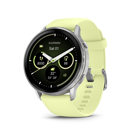 Garmin Venu 4 45mm AMOLED GPS Smartwatch, Silver with Citron Silicone band