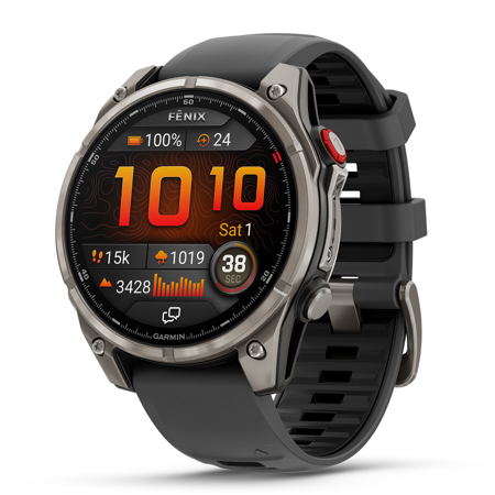 Garmin fenix 8 Pro Sapphire 47mm AMOLED GPS Smartwatch, Titanium with Graphite/Black Silicone Band