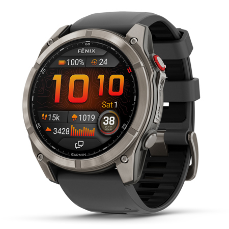 Garmin fenix 8 Pro Sapphire 51mm AMOLED GPS Smartwatch, Titanium with Graphite/Black Silicone Band