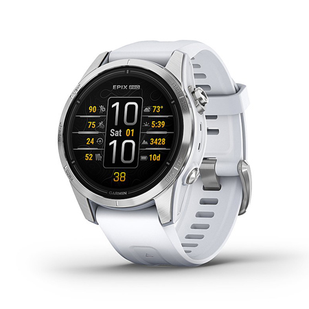 Garmin Epix Pro Gen 2 Standard 42mm GPS Smartwatch, Silver with Whitestone Band