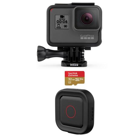 GoPro HERO6 Black With Remo Voice Activated Remote & 32GB MicroSDHC U3 Card
