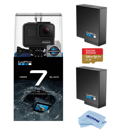 GoPro HERO7 Black - Bundle with 2x Spare Batteries and 128GB SD Card