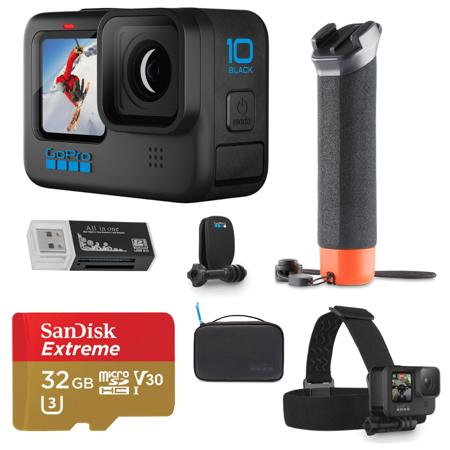 GoPro HERO10 Black with Adventure Kit, 32GB microSD Card, Card Reader
