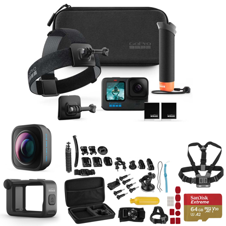 GoPro HERO12 Black Camera Holiday Bundle Media Mod, Max Lens Mod 2.0, 40-pc Kit