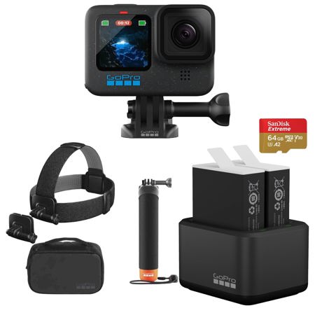  GoPro HERO12 Black + Accessories Bundle, Includes Handler +  Head Strap 2.0 + Enduro Battery + Carrying Case : Electronics