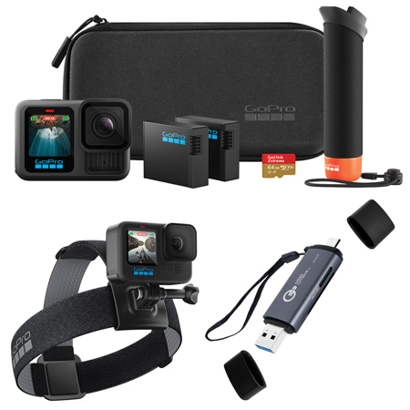 GoPro HERO13 Black Camera Accessory Bundle + Head Strap & OTG Card Reader