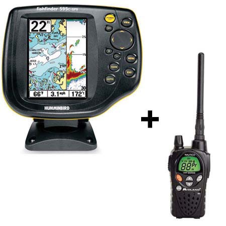 Humminbird 595C Fishfinder Sonar/GPS Combo with Midland NT3VP Hand Held VHF Radio, 5" Display, 320 x 240 Resolution, Refurbished by Humminbird