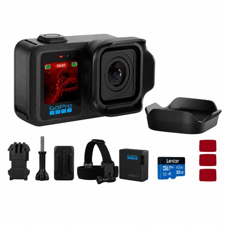 GoPro MISSION 1 PRO Camera, Bundle with Lexar 633x UHS-I microSDHC Memory 32GB Card, head strap