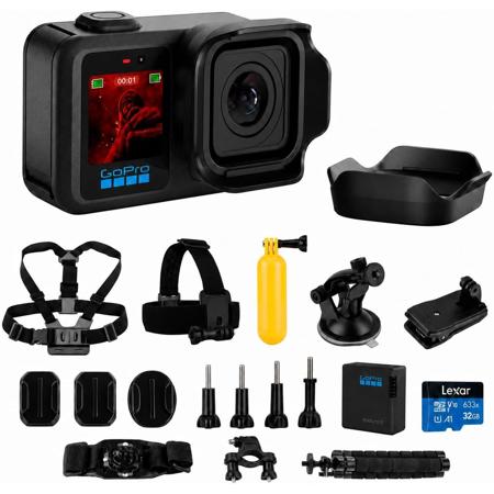 GoPro MISSION 1 PRO Camera, Bundle with Charger, Extra Battery, 32GB Memory Card, 47 pieces accessory.