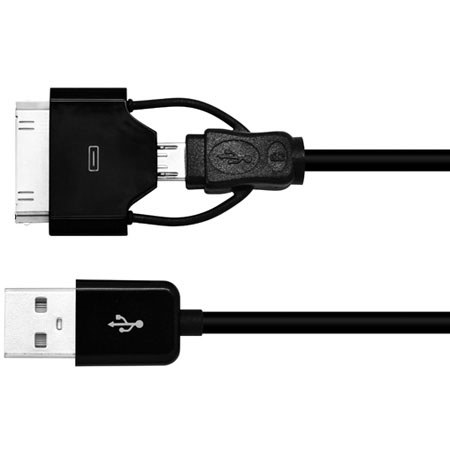 Grandmax PiggyBack 2 in 1 30pin Mico USB Combo Cable for Apple/Android