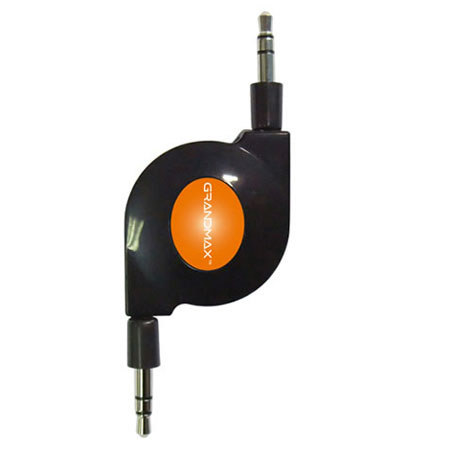 Grandmax R-3.5MM Retractable 3.5mm Audio Cable, Blk