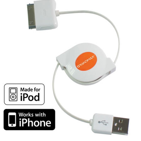 Grandmax Charge and Sync Cable for iPod/iPhone, White