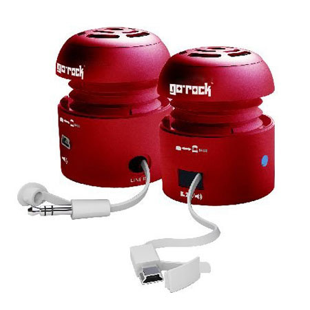Grandmax SPKR-GR1 Go Rock Mini Portable Speaker, Red