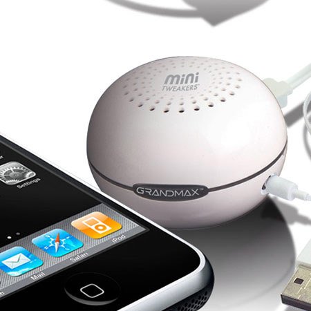 Grandmax Mini Tweakers Palm-Size Speakers, White