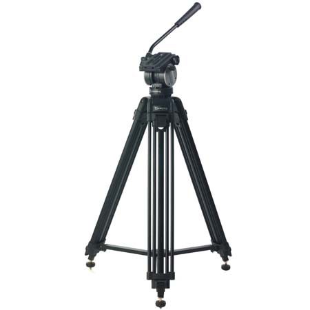 Giottos 3-Section Professional Aluminum Video Tripod with Leveling Fluid Head, Sliding Camera Plate with Q.R.