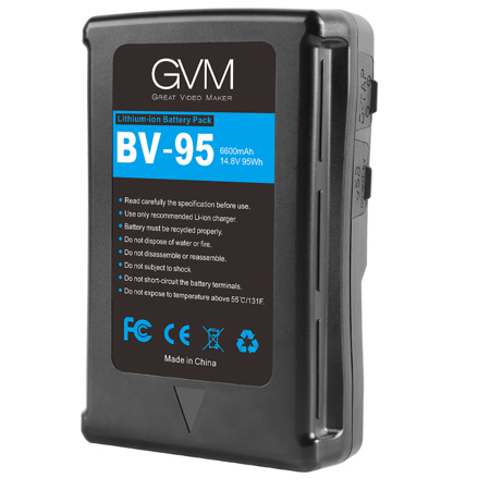 GVM BV-95 95Wh 14.8V 6600mAh Lithium-Ion V-Mount Battery with D-Tap and DC Outputs