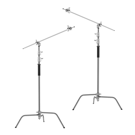 GVM C330 10.5' Turtle Base C-Stand and Grip Arm Kit, Chrome, 2-Pack