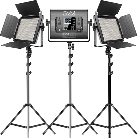 GVM 1000D 45W Bi-Color RGB Studio Soft LED Panel 3-Light Kit