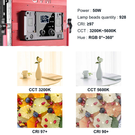 GVM RGB LED Studio Video Light Bi Color Soft Light Panel