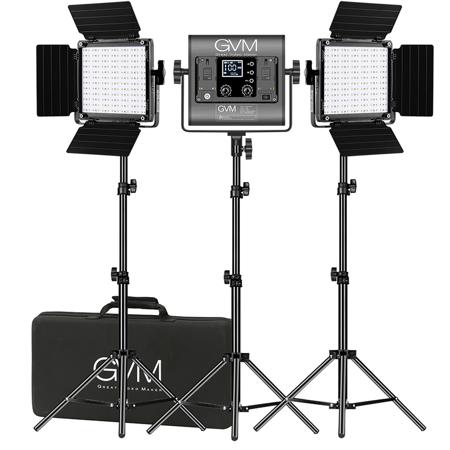GVM 800D-RGB LED Studio 3-Video Light Kit