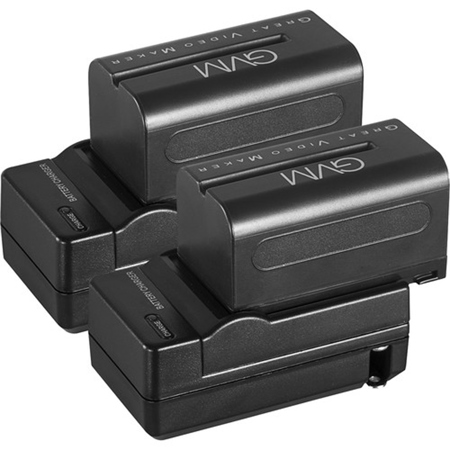 GVM NP-F750 7.2V 4400mAh Replacement Lithium-Ion Batteries with Travel Chargers, Set of 2