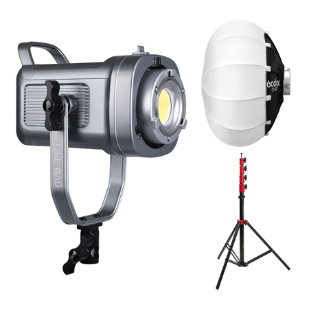 GVM PR150D 150W Bi-Color LED Video Light, Bundle with Godox 20" Lantern Softbox and Flashpoint 9.5' Light Stand