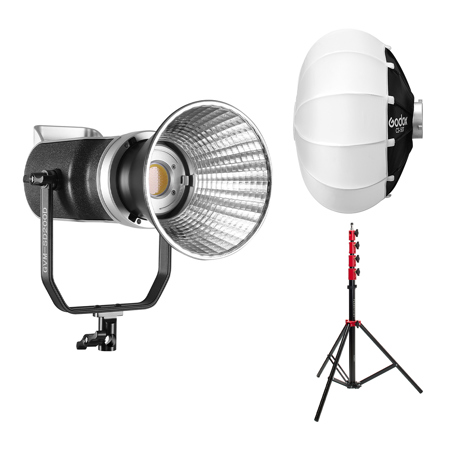 GVM SD200s 200W Daylight LED Video Spotlight, Bundle with Godox 20" Lantern Softbox and Flashpoint 9.5' Light Stand