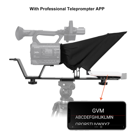 GVM TQ-M iPad/Tablet and Smartphone Teleprompter with Bluetooth, Tripod-Mount