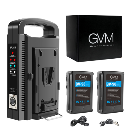 GVM 2x Micro BV-98 98Wh 14.8V 6600mAh Li-Ion V-Mount Battery w/Dual Charger Kit