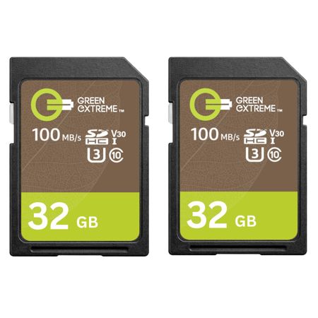 Green Extreme 32GB SDHC Memory Card, Class 10 U3, Up to 100MB/s Read Speed (2 Pack)
