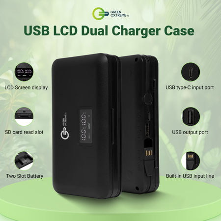Green Extreme USB LCD Dual Charger Case for Sony NP-FZ100 Battery