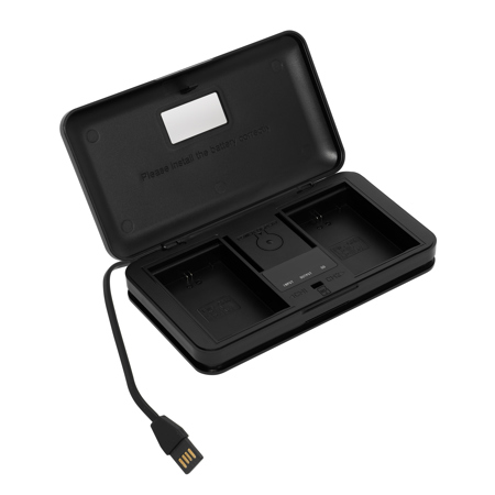 Green Extreme USB LCD Dual Charger Case for Canon LP-E6/LP-E6NH Battery