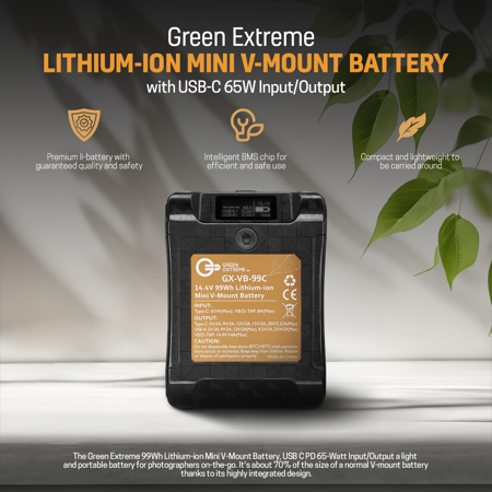 Green Extreme 99Wh 14.8V 6.7Ah Lithium-Ion Mini V-Mount Battery