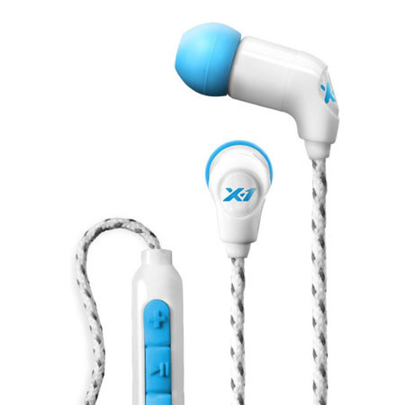 H2O Audio Women's Momentum Sweat Proof In-Ear Headphones, White & Cyan