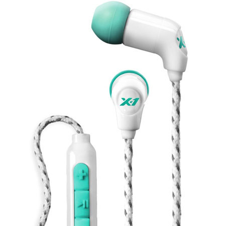 H2O Audio Women's Momentum Sweat Proof In-Ear Headphones, White & Teal