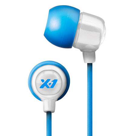 H2O Audio Women's Surge Mini Waterproof In-Ear Sport Headphones, White & Blue