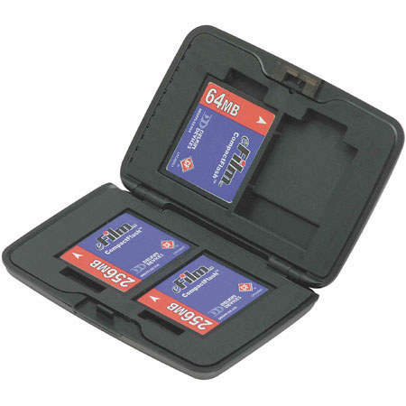 Hakuba Digital Media Storage Hard Shell Case for 4 Compact Flash Cards, Titanium