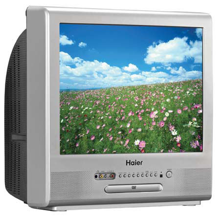 Haier TCR20 20" Flat Screen CRT Television / DVD Player Combo, with 4:3 Aspect Ratio, Built-In ATSC/NTSC QAM Tuner