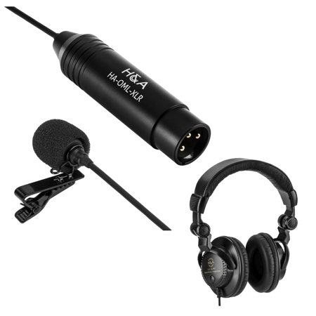 H&A Pro Omni-Directional Lavalier XLR Microphone with Headphones