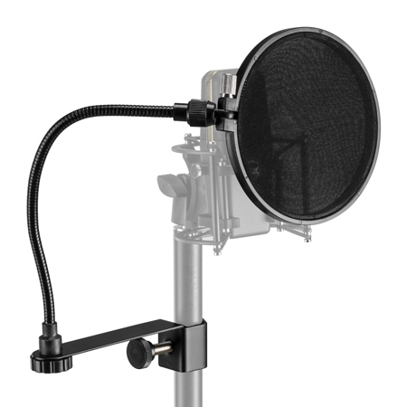 H&A Pop Filter with Gooseneck and Adjustable Knob (Clamp On)